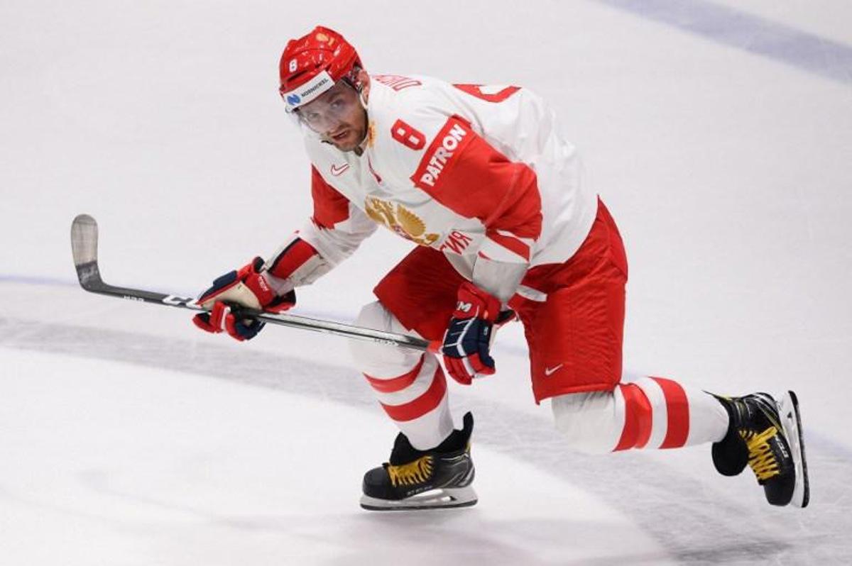 Russia's forward Alexander Ovechkin reacts during the World Championships Group B match between Latvia and Russia on May 18, 2019 in Bratislava. VLADIMIR SIMICEK / AFP
