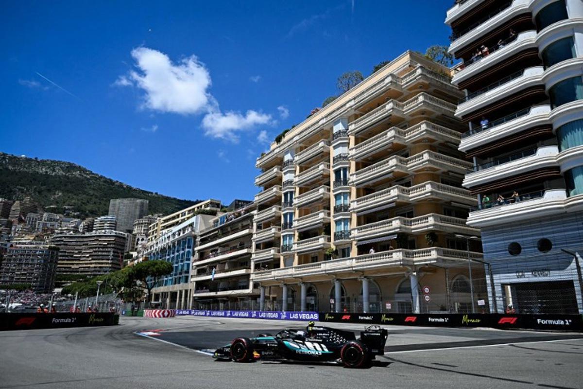 Mercedes' Italian driver Kimi Antonelli takes part in the third practice session at the Monaco street circuit in Monaco, ahead of the Monaco Formula 1 Grand Prix, on June 6, 2026. Gabriel BOUYS / AFP