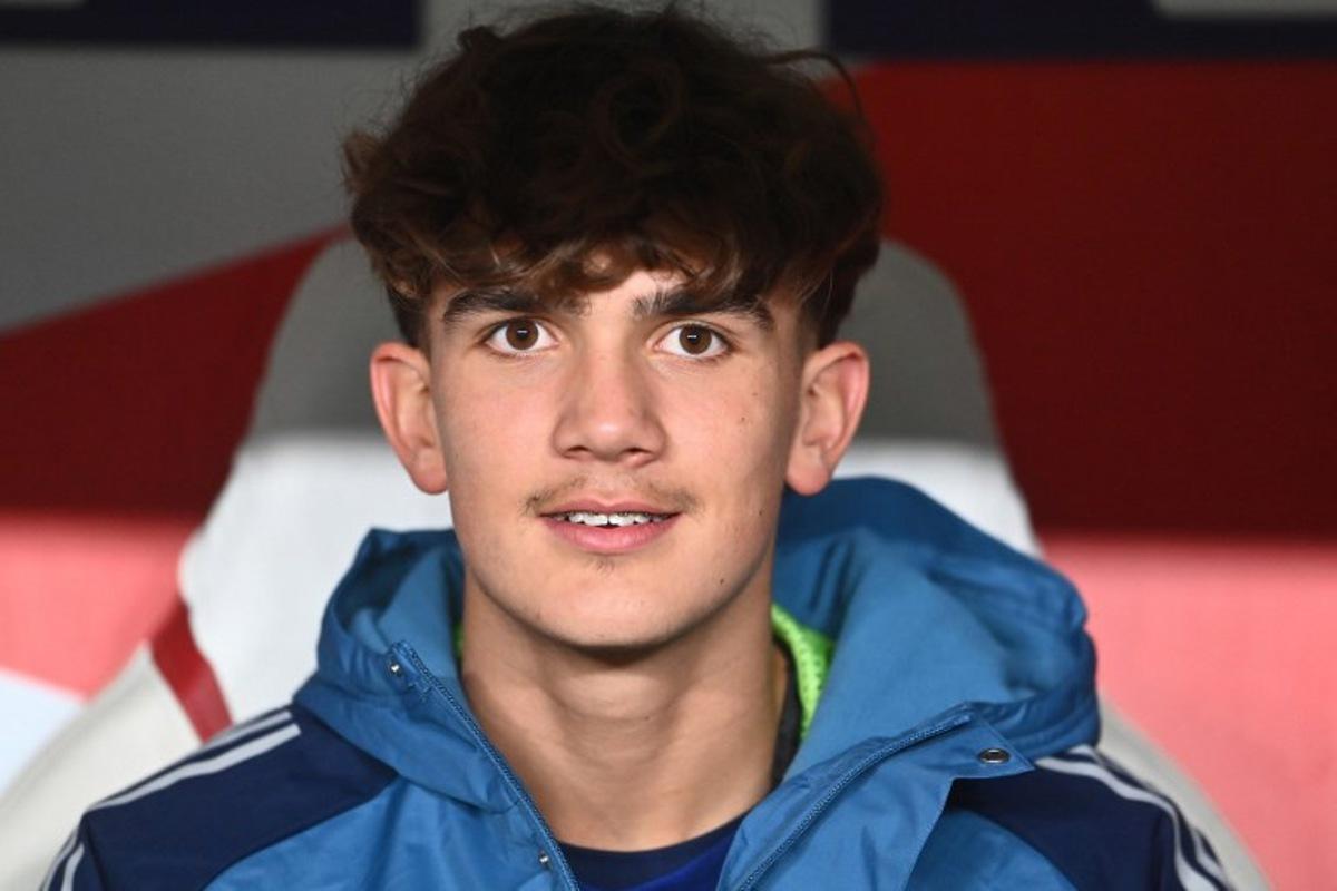 Arsenal's English midfielder #56 Max Dowman is pictured prior the UEFA Champions League - league phase day 4 football match between Slavia Prague and Arsenal FC in Prague, Czech Republic on November 4, 2025. Michal Cizek / AFP