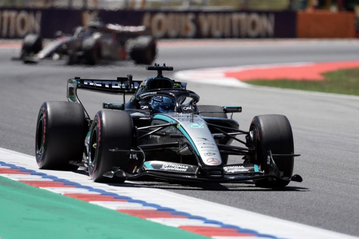 Mercedes' British driver George Russell takes part in the first practice session at the Circuit de Catalunya ahead of the Catalonia Formula One Grand Prix in Montmelo, on the outskirts of Barcelona on June 12, 2026. Manaure QUINTERO / AFP