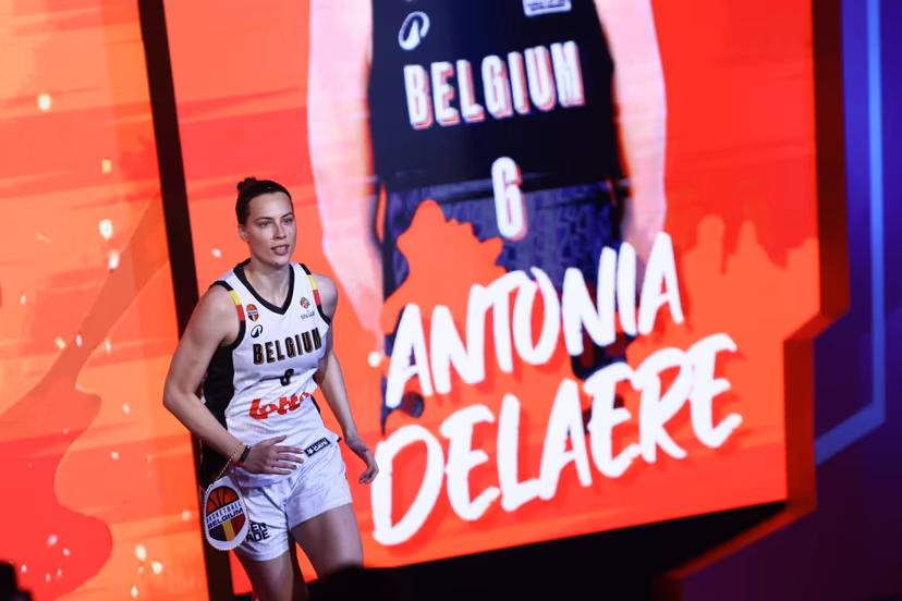 Belgium's Antonia Delaere pictured at the start of a basket game between Belgium's national team Belgian Cats and Czech Republic, in Wuhan, China, on Tuesday 17 March 2026, the fifth game (out of 5) of the qualifications phase for the World Cup Basket tournament. BELGA PHOTO NIKOLA KRSTIC