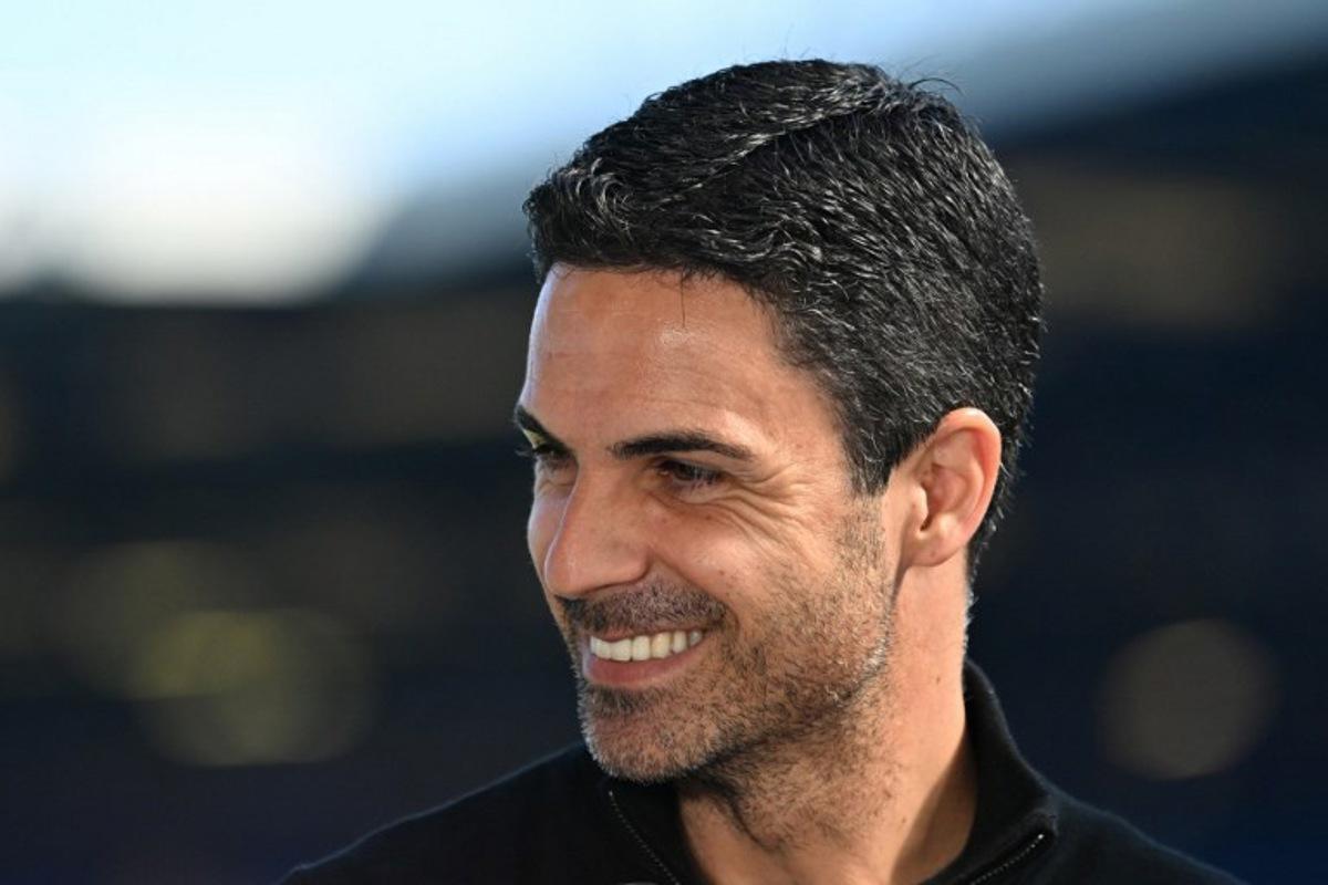 Arsenal's Spanish manager Mikel Arteta smiles ahead of the English Premier League football match between Everton and Arsenal at Goodison Park in Liverpool, north west England on April 5, 2025. ANDY BUCHANAN / AFP