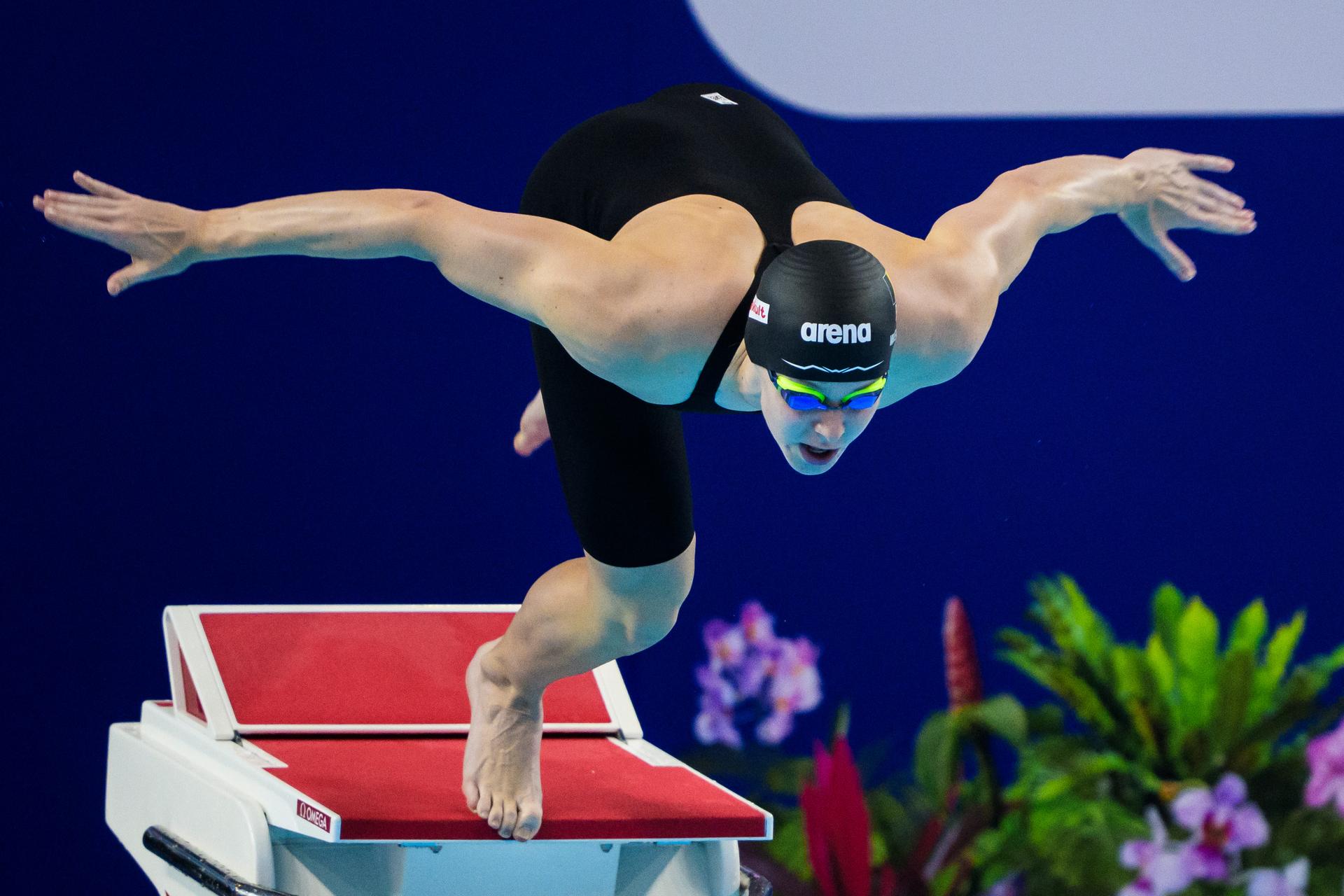 ATTENTION EDITORS - BENELUX ONLY - 250802 Roos Vanotterdijk of Belgium competes in women's 50 meters butterfly swimming final during day 23 of the World Aquatics Championships on August 2, 2025 in Singapore. Photo: Joel Marklund / BILDBYRÅN / kod JM / JM0715 bbeng simning swimming svømming sim-vm vm sim-vm 2025 world aquatics championships 2025 dam