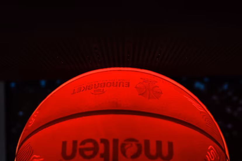Illustration shows a basketball ball with the logo of FIBA Euro Basket, Thursday 21 August 2025 Euro is held in Cyprus, Finland, Poland and Latvia from August 27th to September 14th 2025. BELGA PHOTO WOJCIECH FIGURSKI - POLAND OUT -