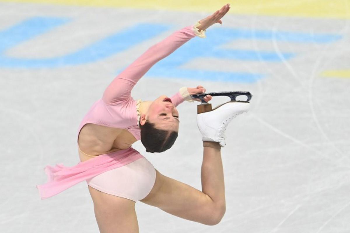 Belgium's Nina Pinzarrone performs during the Women's short program during the 2026 ISU World Figure Skating Championships on March 25, 2026 in Prague. Michal Cizek / AFP