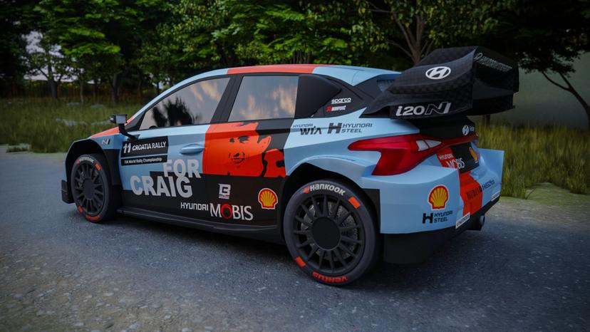 ATTENTION EDITORS - HAND OUT PICTURES - EDITORIAL USE ONLY - MANDATORY CREDIT 'Hyundai Motorsport' This handout undated picture, distributed by Eric Dupain, shows special livery on a car, on April 13, 2023, Irish rally driver Craig Breen died following an accident during private test for the Croatia Rally. To honor him and keep Craig Breen's memory alive, his teammates Thierry Neuville, Adrien Fourmaux, and Hayden Paddon are competing in Croatia this week with a special livery. PHOTO HAND OUT 'Hyundai Motorsport' *** Belga and Belga Editorial Board decline all responsibility regarding the content of this picture. ***