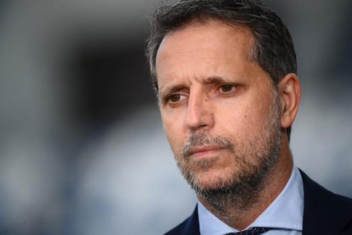 Juventus FC technical coordinator Fabio Paratici attends the Italian Serie A football match Sassuolo vs Juventus on May 12, 2021 at the Mapei-Citta del Tricolore stadium in Reggio Emilia. Marco BERTORELLO / AFP