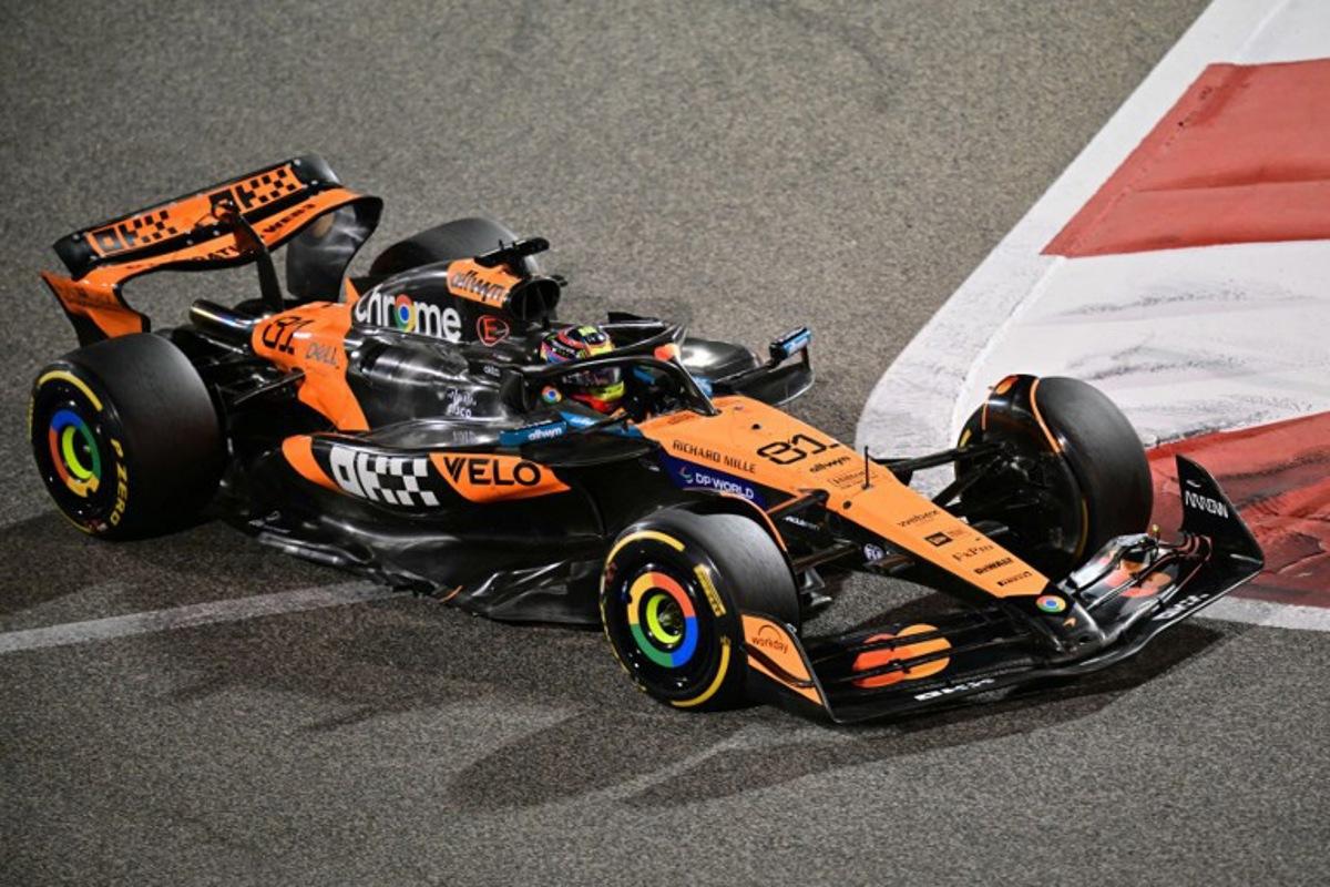 McLaren's Australian driver Oscar Piastri races during the Bahrain Formula One Grand Prix at the Bahrain International Circuit in Sakhir on April 13, 2025. Giuseppe CACACE / AFP