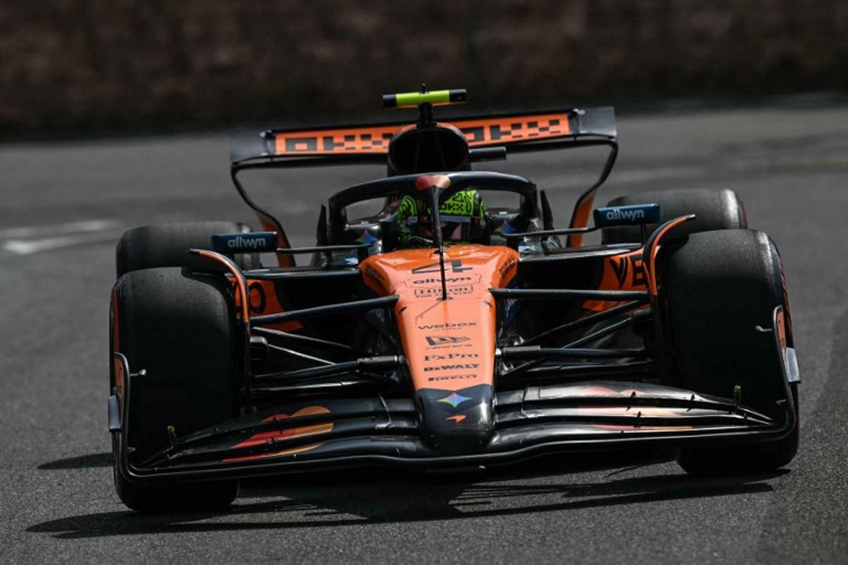 McLaren's British driver Lando Norris drives during a practice session of the Formula One Azerbaijan Grand Prix at the Baku City Circuit in Baku on September 19, 2025. OZAN KOSE / AFP