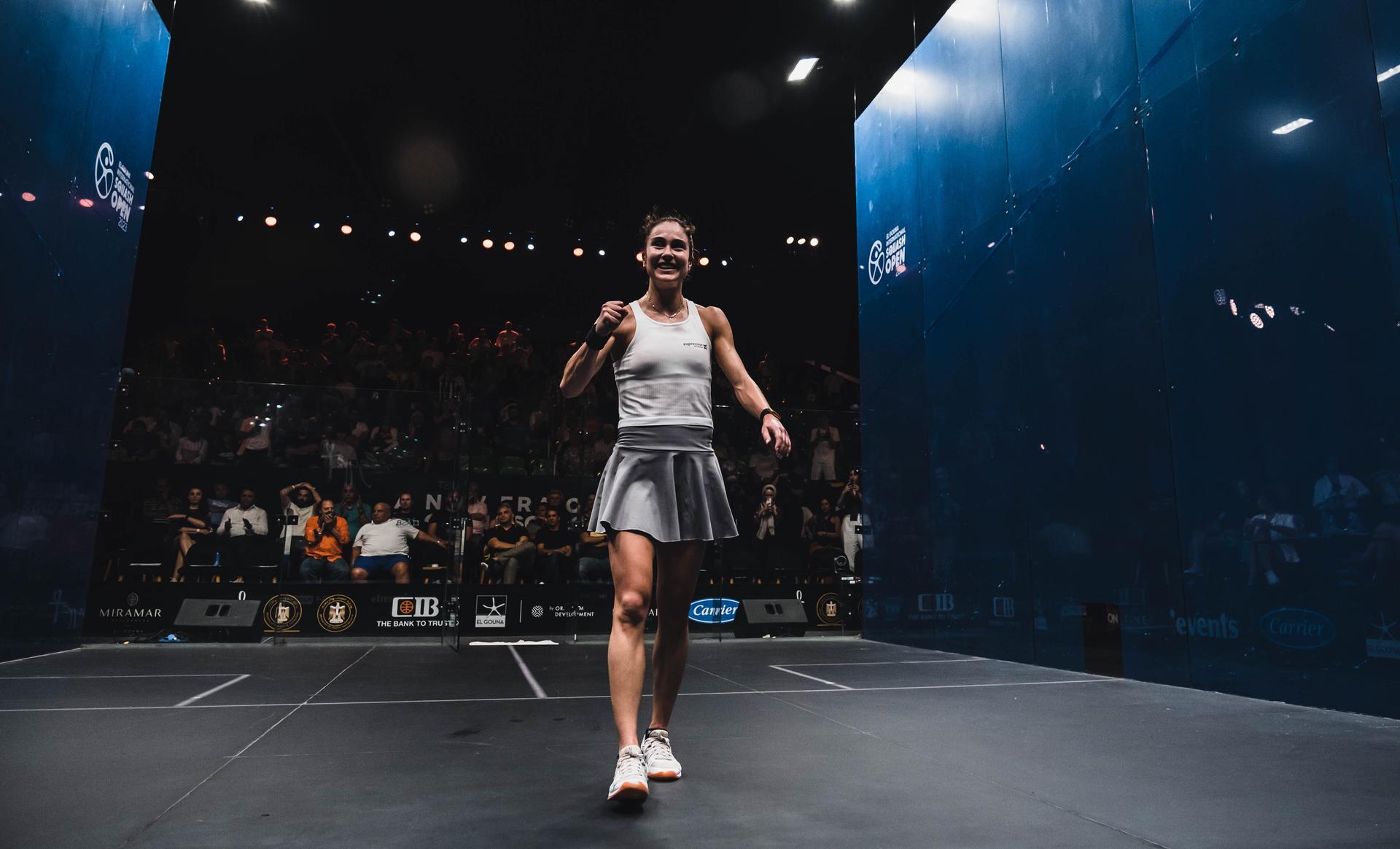 ATTENTION EDITORS - HANDOUT PICTURES - EDITORIAL USE WITH Nele Gilis ONLY - MANDATORY CREDIT SQUASH VLAANDEREN Handout pictures released on Friday 02 June 2023, by Squash Vlaanderen shows Belgian Squash athlete Nele Gilis, who won the semi-final of the El Gouna International squash tournament. After this win, Gilis will play the final against the Egyptian Nouran Gohar. *** Belga and Belga Editorial Board decline all responsibility regarding the content of this picture. *** BELGA PHOTO HAND OUT SQUASH VLAANDEREN