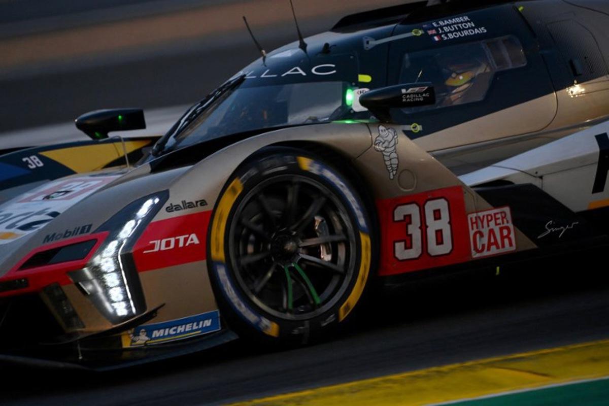 Cadillac Hertz Team Jota's New Zealand driver #38 Earl Bamber competes in the Hyperpole of the 2025 Le Mans 24 hour endurance race, at the Le Mans circuit, northwestern France, on June 12, 2025. JEAN-FRANCOIS MONIER / AFP
