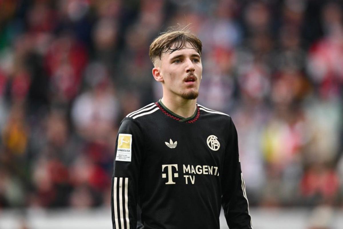 Bayern Munich's German midfielder #42 Lennart Karl during the German first division Bundesliga football match between SC Freiburg and FC Bayern Munich in Freiburg, southern Germany, on March 4, 2026. Silas STEIN / AFP