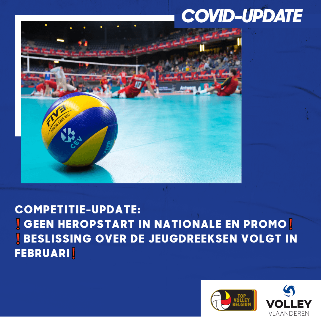 Geen heropstart van de competitie dit seizoen in het Volleybal (volley Vlaanderen)