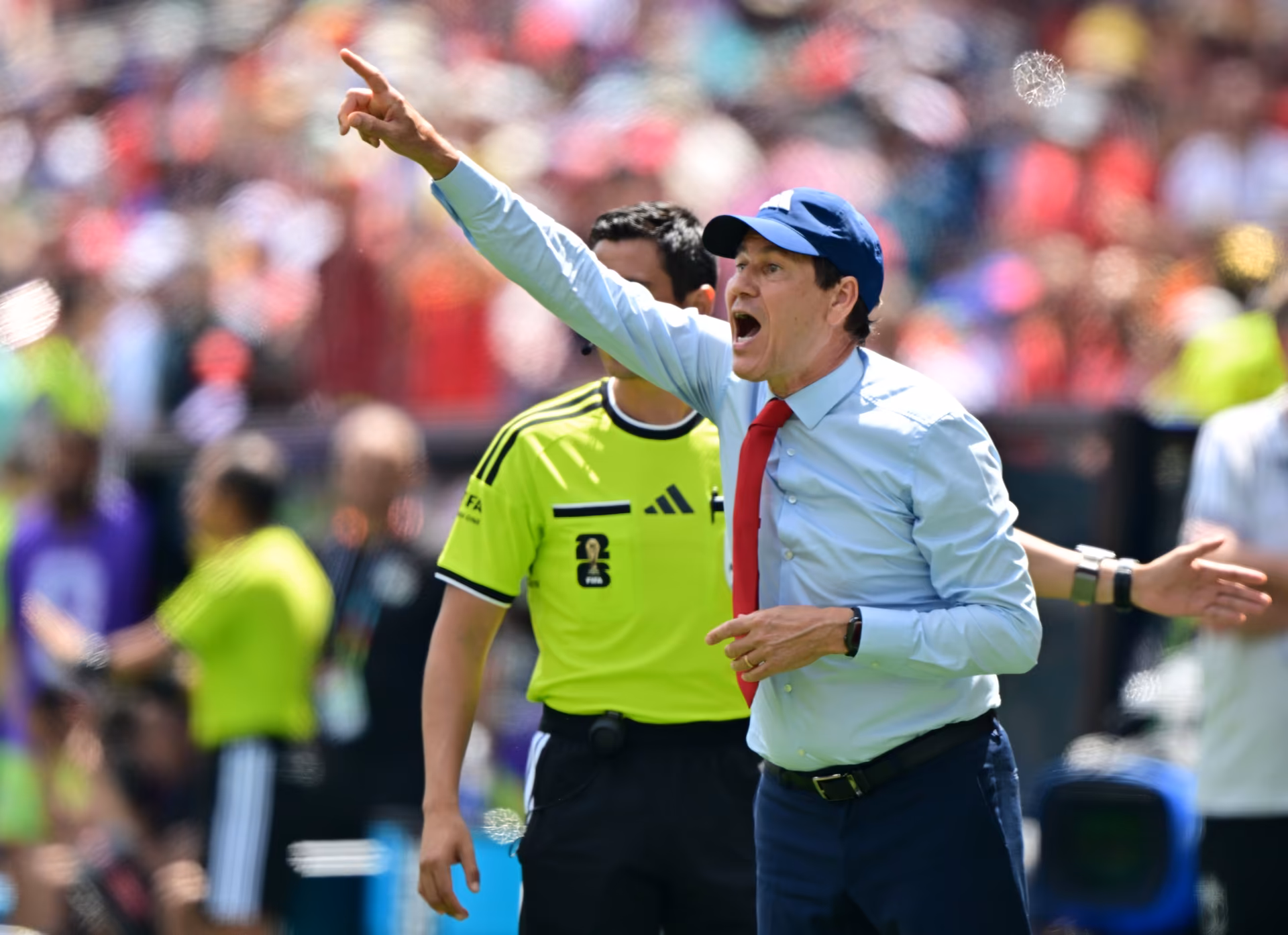 Belgium's head coach Rudi Garcia reacts during a soccer game between Belgian national team Red Devils and Egypt, on Monday 15 June 2026 in Seattle, the first game in the group stage of the FIFA World Cup 2026 in the United States of America. The Diables Rouges - Rode Duivels were drawn into Group G. BELGA PHOTO DIRK WAEM