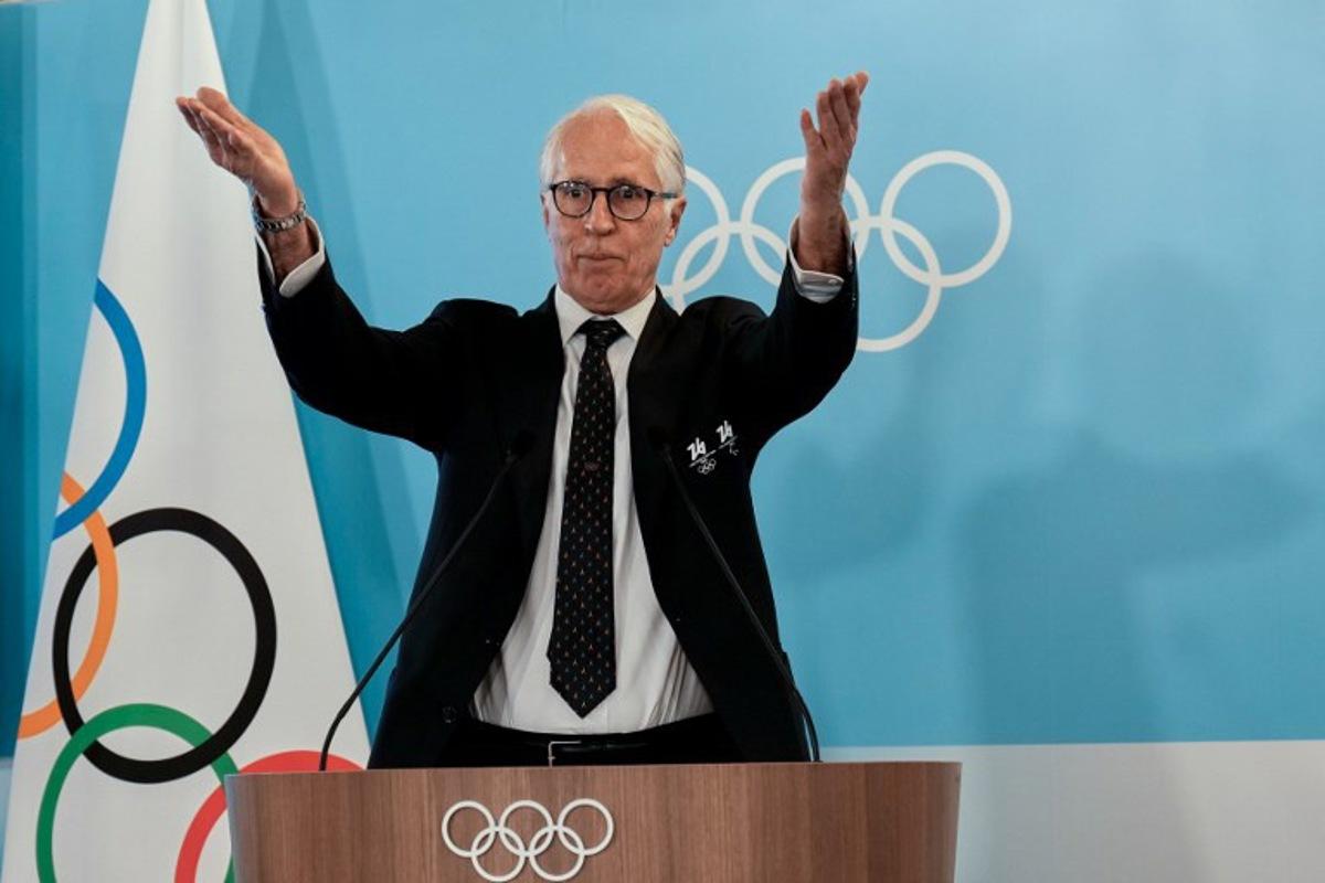 President of the Milan Cortina 2026 foundation Giovanni Malago gestures during the IOC session at the Milano Cortina 2026 Winter Olympic Games in Milan on February 22, 2026. Luca Bruno / POOL / AFP