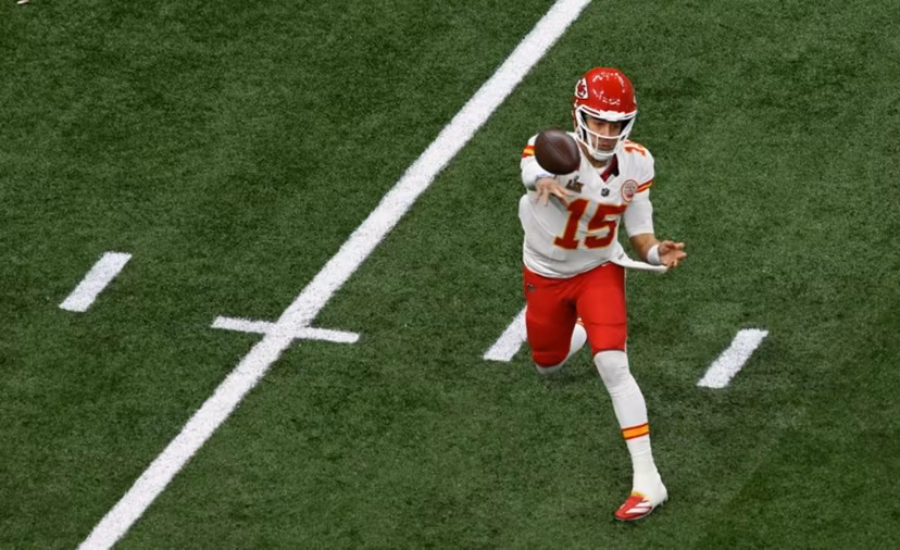Kansas City Chiefs' quarterback #15 Patrick Mahomes throws the ball during Super Bowl LIX between the Kansas City Chiefs and the Philadelphia Eagles at Caesars Superdome in New Orleans, Louisiana, February 9, 2025. Chandan Khanna / AFP