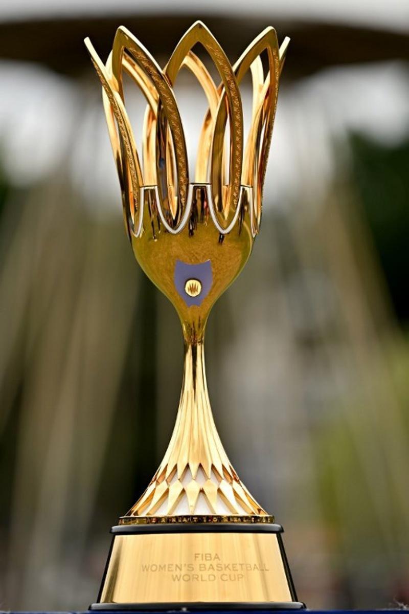 The FIBA Women's Basketball World Cup 2022 trophy is seen on display during a photo session with team captains ahead of the tournament in Sydney on September 21, 2022. Saeed KHAN / AFP
