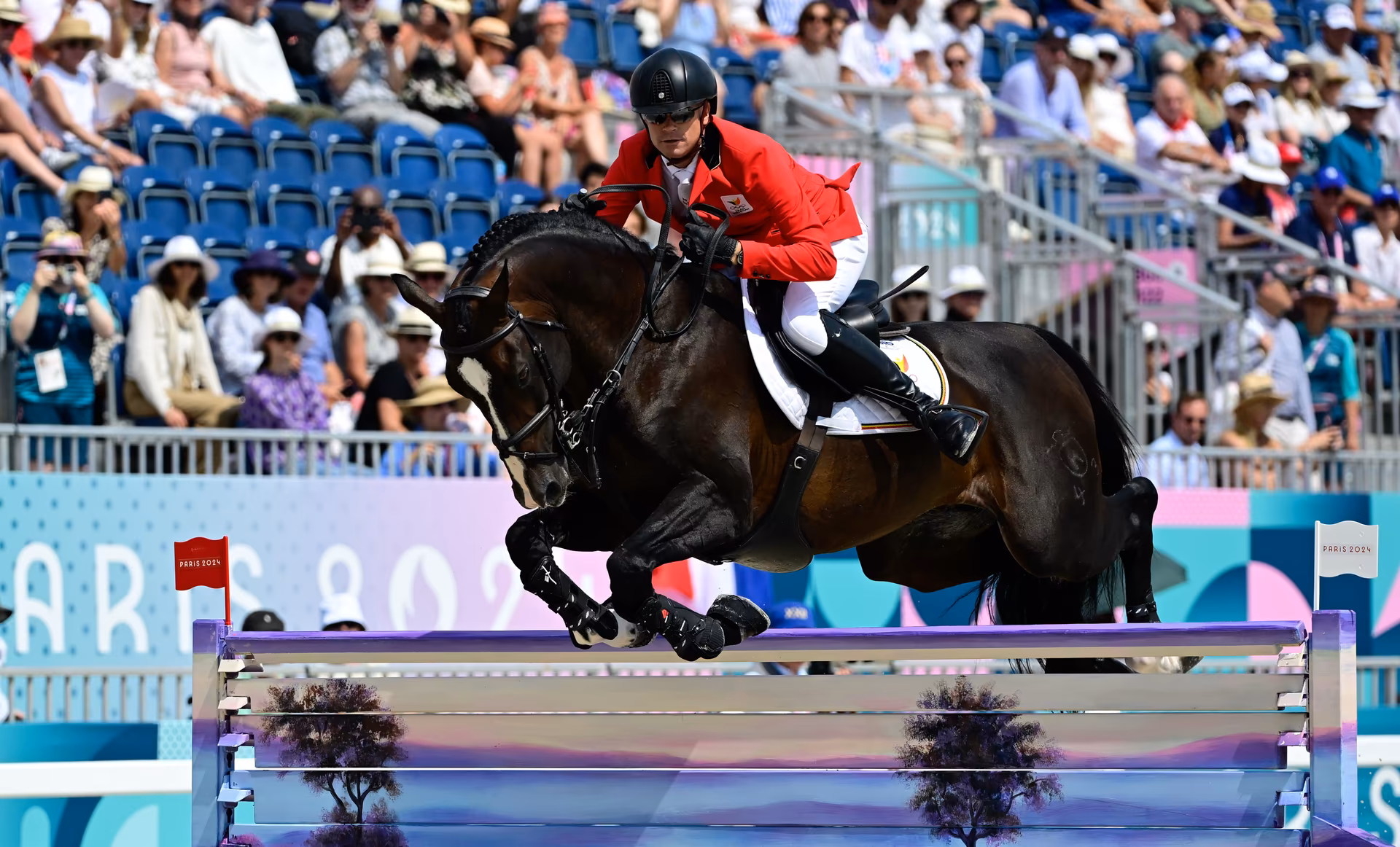 Belgian rider Jerome Guery with horse Quel Homme de Hus pictured in action during the Equestrian Jumping Team final at the Paris 2024 Olympic Games, on Friday 02 August 2024 in Paris, France. The Games of the XXXIII Olympiad are taking place in Paris from 26 July to 11 August. The Belgian delegation counts 165 athletes competing in 21 sports. BELGA PHOTO DIRK WAEM