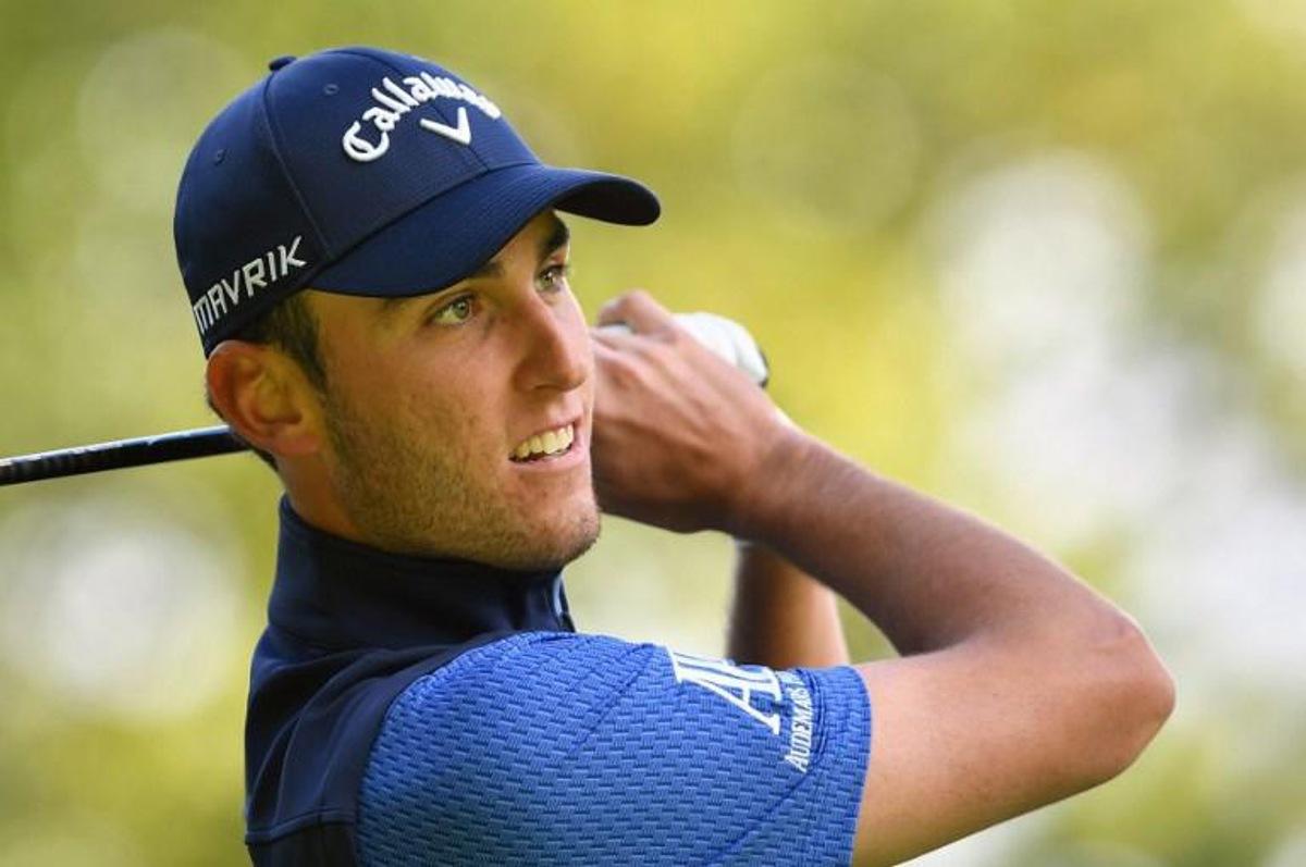 Italy's Renato Paratore watches his drive from the third tee on the last day of the PGA Championship at Wentworth Golf Club in Surrey, south west of London on October 11, 2020. Ben STANSALL / AFP
