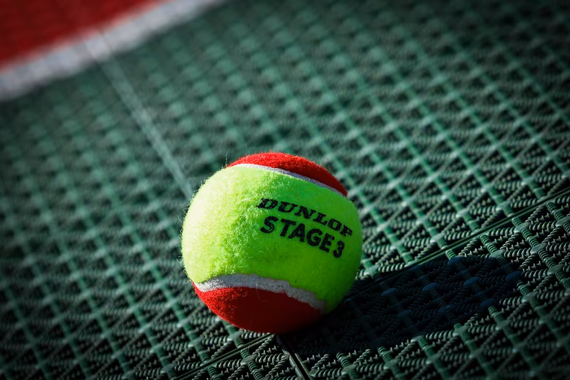 illustration pictured of the tennis ball taken during the kick-off event of Tennismakingsmaand event at the Bellewaerde amusement park in Ieper on Saturday 05 April 2025. Tennismakingsmaand is an initiative of Tennis en Padel Vlaanderen to recruit new members for affiliated clubs. BELGA PHOTO DAVID PINTENS