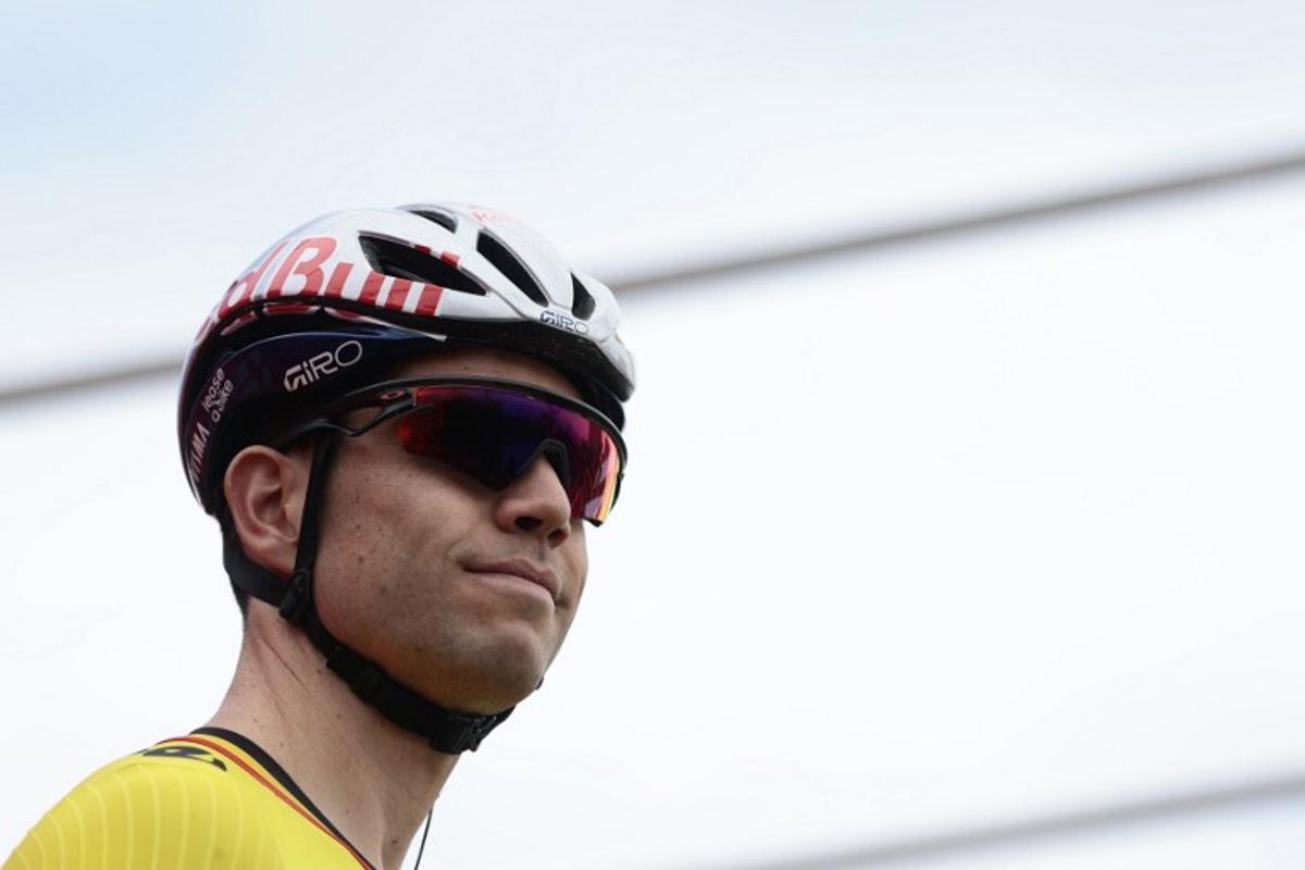 Team Visma-Lease a Bike's Belgian rider Wout Van Aert attends the start of the first stage of the 108th Giro d'Italia cycling race, 160km from Durres to Tirana in Albania, on May 9, 2025. Luca Bettini / AFP
