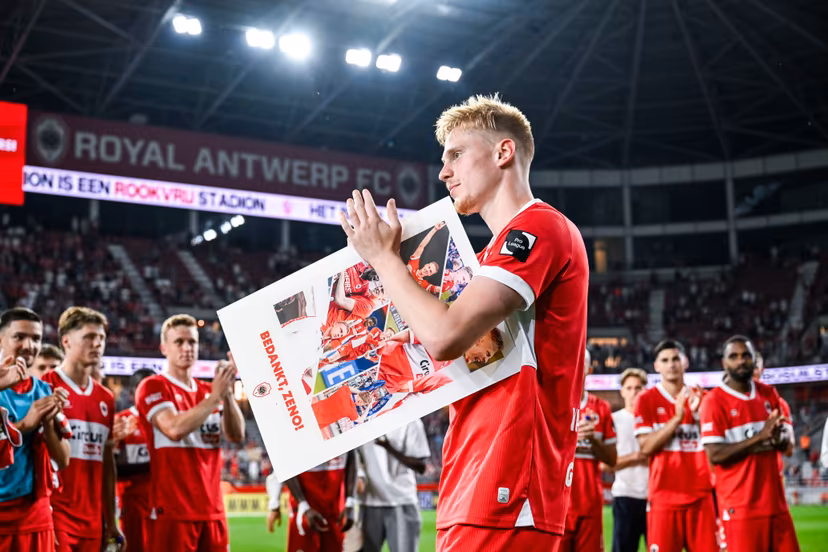 Antwerp's Zeno Van Den Bosch pictured after a soccer match between Royal Antwerp FC and KVC Westerlo, Saturday 23 May 2026 in Antwerp, on the last day of the Europe Play-offs (PO2) of the 2025-2026 'Jupiler Pro League' first division of the Belgian championship. BELGA PHOTO TOM GOYVAERTS