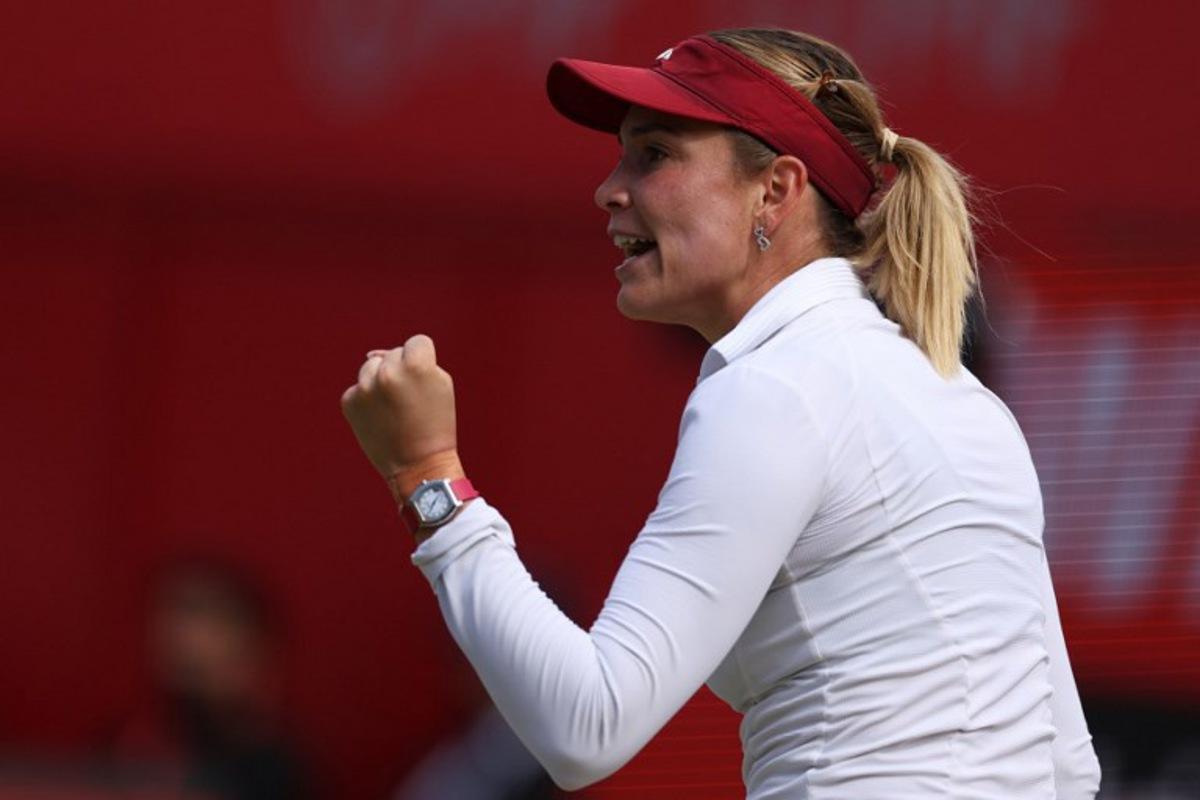 Croatia's Donna Vekic reacts against Britain's Katie Boulter during their women's singles semi-final tennis match at the HSBC WTA Championships at Queen's Club in west London on June 13, 2026. Adrian Dennis / AFP